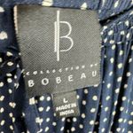 Bobeau B Collection By Navy Blue White Polka Dot Rayon Casual Wide Leg Pants L Photo 4