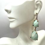 Sea green and gold teardrop drop earrings Photo 2