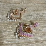 Elegant Lavender Pink and Gold Dangle Earrings Photo 3