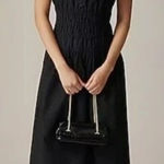 J.Crew  Hyacinth Dress In Cotton Poplin A Line Pockets Smocked Black M NWT Photo 0