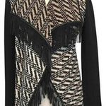 Pinko Fringed Knitwear Black White Blazer Bolero Bohemian Size 10‎ Photo 0