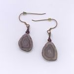 Lavender Sliced Geode Earrings Wrapped In Copper Fish Hook Pierced Photo 0