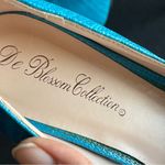 De Blossom Collection  | Teal Faux Leather Woven Texture Platform Heels Sz 10 Photo 9