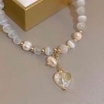 GrayElegant Heart Shape Flower Bracelet Multi Photo 2