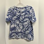 Chico's Navy and White Butterfly Print Short Sleeve Top Photo 1