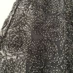 Studio M black white polka dot floral appliqué sheer overlay skirt Photo 3