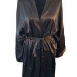 Adore Me Women's Kimono Belted Robe Black 0/XS Silky Nightwear Stretch NEW Photo 0