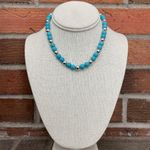 Floral Steer Skull and Faux Turquoise Choker Necklace Set Silver Photo 3