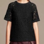 Banana Republic  Black Lace Lined Blouse Top Raglan Sleeves Nylon Blend  Sz M Photo 0