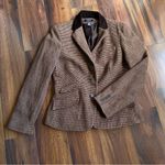 CHAPS  Wool Blend Houndstooth Blazer Elbow Patches 3 Button Single Breasted Photo 1