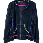 Onque Casuals size large‎ black full zip lightweight jacket velour pink blue Photo 0