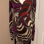 Rochelle Rodriguez Clothing vintage long sleeve wide cuff multicolor wrap dress. Photo 1