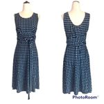 Leota Sleeveless Maternity Midi Dress Plaid Knit Tie Waist Blue Gray Small Photo 1