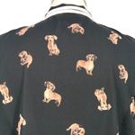The Moon Dachshund Dog Print Bow Neck Retro Style Blouse Black Size Large Photo 7
