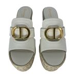 Christian Dior White CD Montaigne Wedge Slide Sandals Photo 8