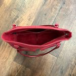 Cynthia Rowley red leather tote purse, suede lined, vintage Photo 9