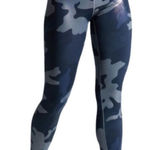 Noli  Guerra Hi-Rise‎ Blue Metallic Camouflage Yoga Compression Leggings Medium Photo 0