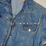 Don’t mess with Texas denim blue Jean jacket hem rhinestone detail cotton large Photo 2