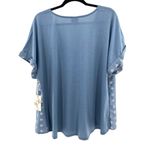 New Tru Self Geometric Boho Dusty Blue Top‎ Cuffed Plus Size 3X Casual Woven Photo 7