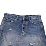 Free People  We The Free Mini Skirt Womens 27 Denim Distressed Frayed Button Fly Photo 2