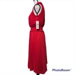 Nanette Lepore  size 6 crimson ruby pleated dress sleeveless mock neck 3 button Photo 4