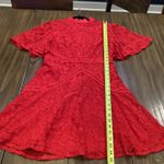 Strut & Bolt  floral Lace Lined Mock Neck Short Sleeve flare Mini Dress Red Large Photo 6