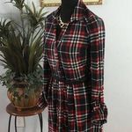 Derek Heart Shirt Dress Women Small Red Black Plaid Long Sleeve Stretch Casual Photo 2