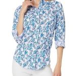 Lilly Pulitzer  Sea View Linen White Shell Shirt Women M Classic Versatile Resort Photo 0