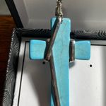 Scroll & Vine Howlite Cross Pendant Blue Photo 1