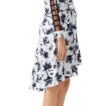 Osman Suzie White Floral Print Long Sleeve Tie Waist High Low Shirt Dress Sz 12 Photo 2