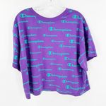  Purple Champion Print Crew Neck Short Sleeve Cropped Tee Size XL Photo 2
