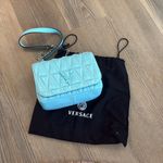 Versace NWOT  Teal Quilted Patent Leather Virtus Crossbody Bag Photo 1
