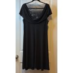 Scarlett Nite Black Embellished Mesh Neckline Cowl Neck Cap Sleeve Dress Sz 16 # Photo 2