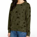 Buffalo Khaki Green Black Star Printed Novelty Print Crewneck Cozy Top NWT Photo 1