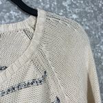 Trouve Ivory Striped Faux Leather Trim Zip Up Cardigan Photo 1