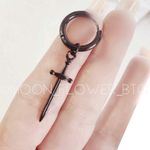 Punk Goth Dagger Sword Huggie Hoop Earring Black Photo 1