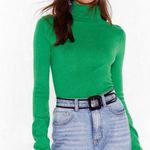 Forever 21 Green Ribbed Turtleneck Sweater Top Photo 0