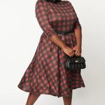 Unique Vintage Burgundy & Black Plaid Devon Swing Dress- Size XS (2)- NWT Photo 0
