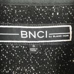 BNCI by Blanc Noir Tweed Drape Front Shawl Collar Cardigan Sweater Size Small Black Photo 3