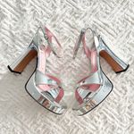 PIFERI Miranda Crisscross Mirror Platform Sandals In Silver Size 9 Photo 2