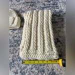 Cozy Hand Knit Cream Hat and Scarf Set White Photo 5
