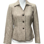Jones New York  Tan Brocade‎ Long Sleeve Blazer Jacket Business Size 8P Career Photo 0