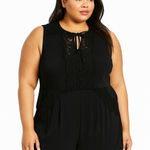 City Chic  Sleeveless Lace Tie Front Romper Black Size 16 Casual Chic‎ Romantic Photo 0