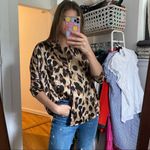 Nasty Gal Leopard Cheetah Silky Oversized Crop Top Pajama Style Sz 4 Photo 3