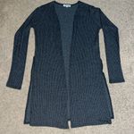 Joah Brown Joah‎ Brown Luna Side Slit Ribbed Cardigan Marble Hacci Heathered Black S/M Photo 2