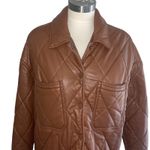 Slate + Willow Brown Quilted Faux Leather Shacket Jacket | Oversized Quiet Luxury Layer Photo 2