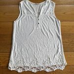 BELLAMBRA | White knit cotton tank tunic lace embroidery Italy | Size Large Photo 0