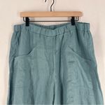 Lisa Bayne Aqua Blue Linen Lantern Barrel Leg Pull Photo 1