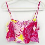 SOMETHING NEW Womens Tropical Floral Print Resortwear Crop Cami Top Size L Pink Size L Photo 0