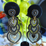 Boho Tiered Drop Spear Statement Earrings Gold Photo 0